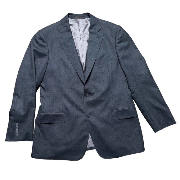 Mens J Hilburn Blazer Sport Coat Gray Jacket Two Button Wool 42R Tailored Fit